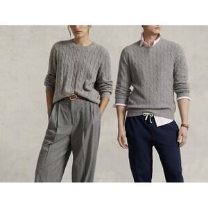 Ralph Lauren Cableknit Sweater Men's Size 3 XB Gray Big &‎ Tall